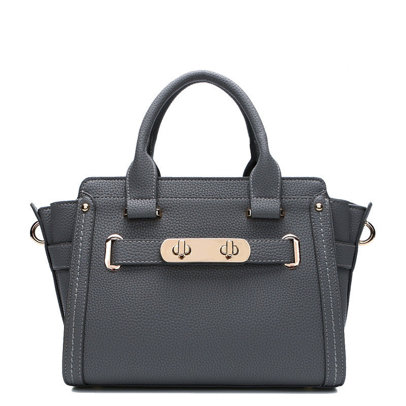 Litchi Texture Genuine Leather Platinum Crossbody Bag