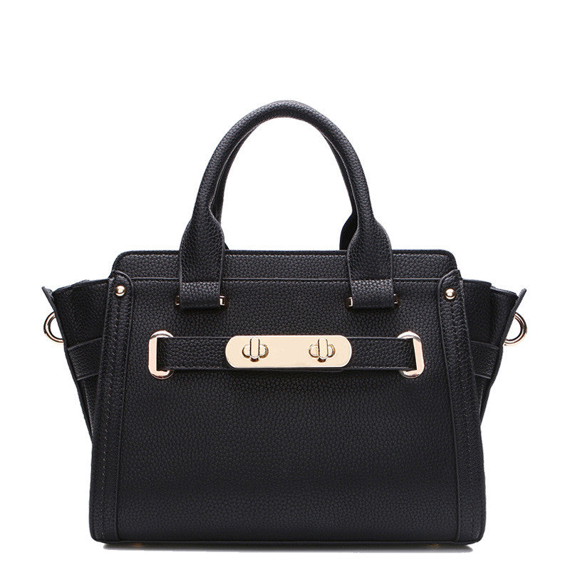Litchi Texture Genuine Leather Platinum Crossbody Bag