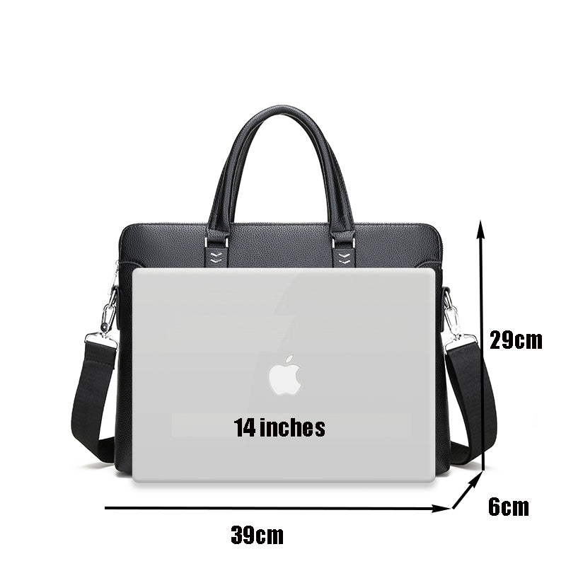Men's Leather Briefcase - Portable Multifunction Work Bag