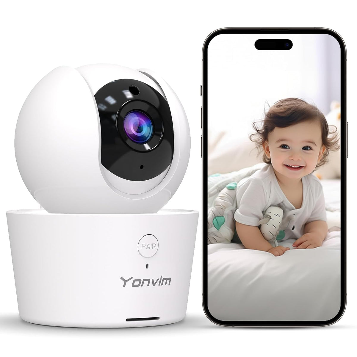 WiFi Baby Monitor 2K Camera with 30Hrs Battery Life Work with Alexa Record and Video Storage Baby Monitor WiFi Smartphone