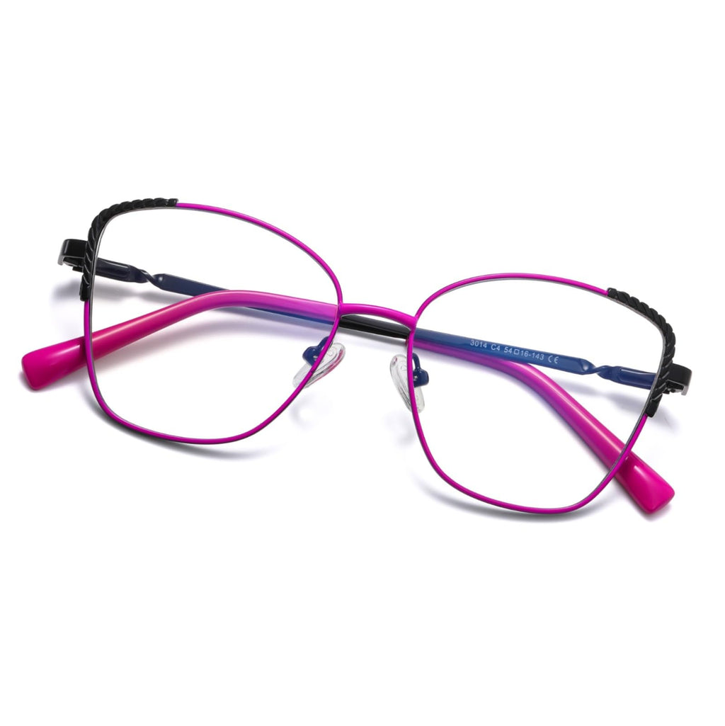 Nolbiph Blue Light Glasses for Woman Computer Glasses Reading Glasses Cat Eye Glasses Metal frame (Black Purple)
