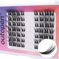 outopen Brown Lashes Clusters 140Pcs Natural Look False Eyelashes Extensions D Curl Wispy Cat Eye Lashes Individuals DIY Lash Extensions at Home (C02)