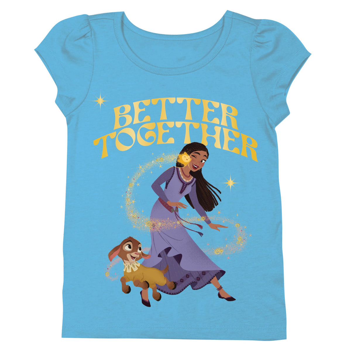 T-shirt à manches courtes Disney Filles Wish Asha Star et Valentino – Tailles 2-16 turquoise