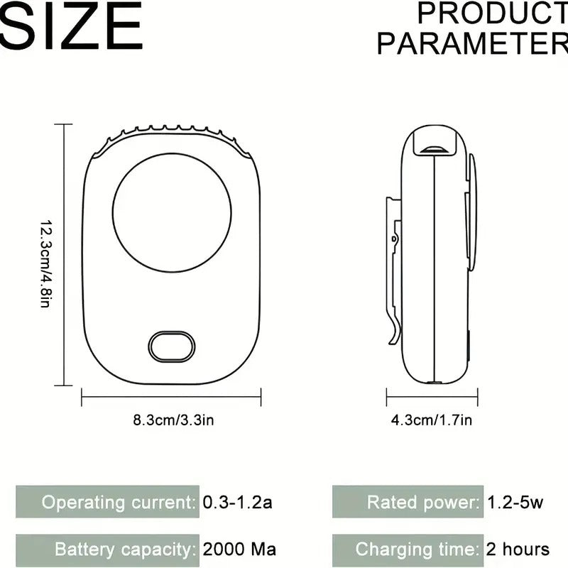 Wearable Hands-Free Neck Fan with 3 Speed Settings
