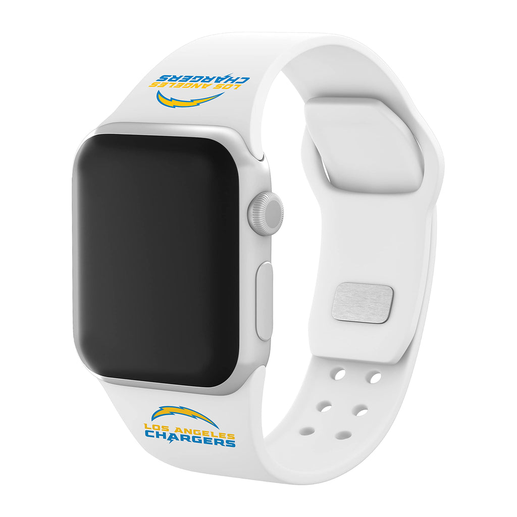 Game Time Los Angeles Chargers Silicone Sport Watch Band Compatible with Apple Watch (38/40/41mm White)