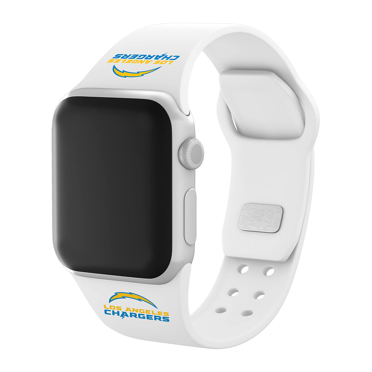 Game Time Los Angeles Chargers Silicone Sport Watch Band Compatible with Apple Watch (38/40/41mm White)