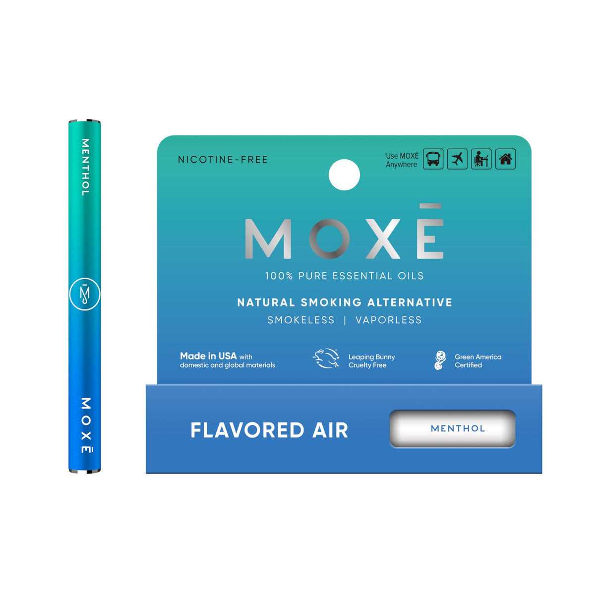 MOXE Natural Smokeless Menthol Air Inhaler | Non Electric Long-Lasting Smoking & Vape Alternative | Nicotine-Free Tobacco-Free Oral Fixation Cooling Menthol for Crisp Refreshing Support