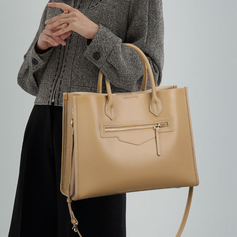 Genuine Leather Tote Bag for Women - Large Capacity