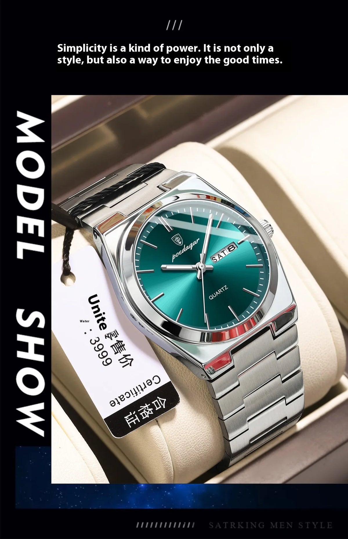 Montre Homme Ultra-fine Étanche Lumineuse à Quartz