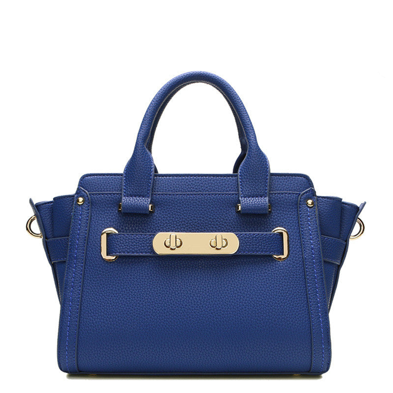 Litchi Texture Genuine Leather Platinum Crossbody Bag
