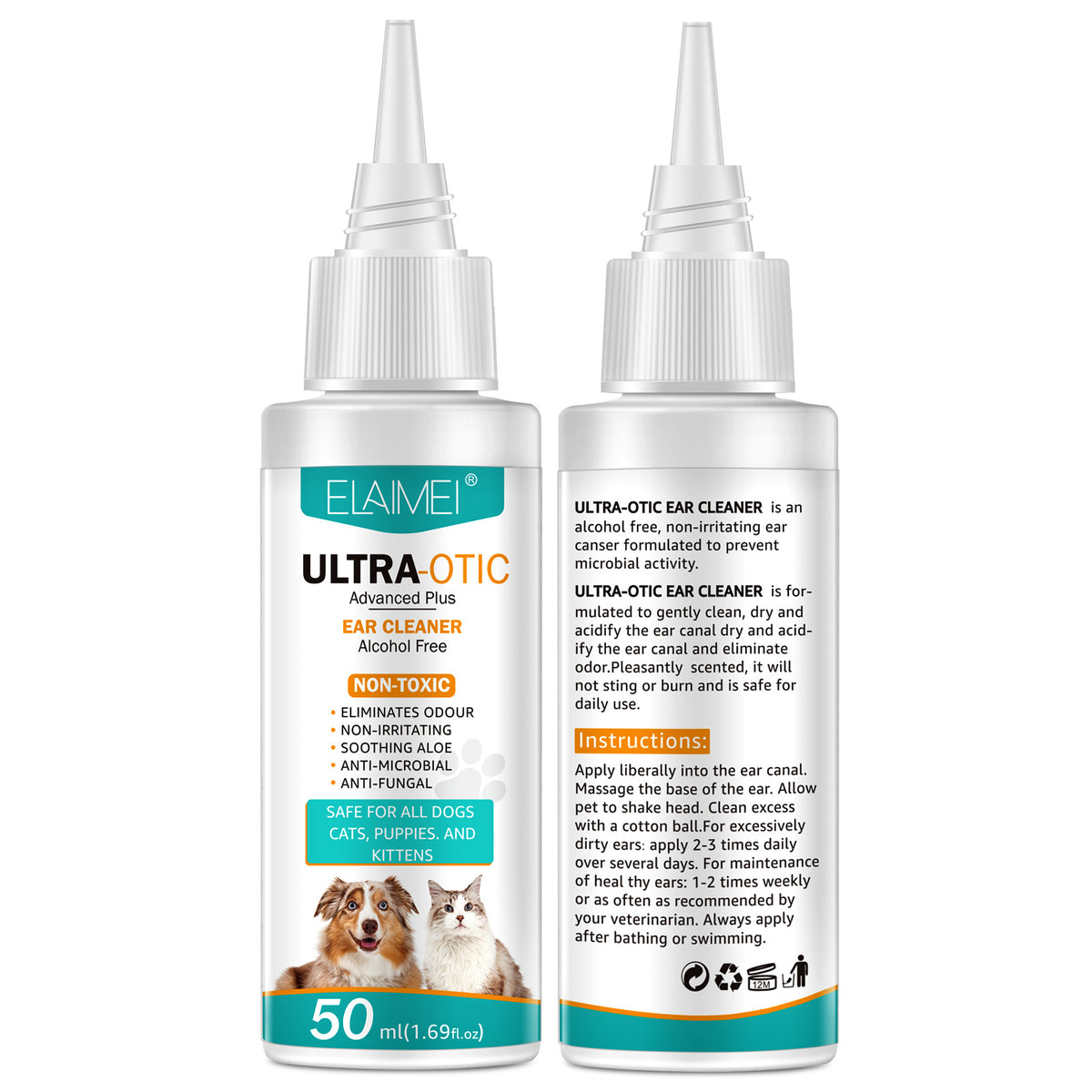 Nettoyant auriculaire pour animaux 50ml