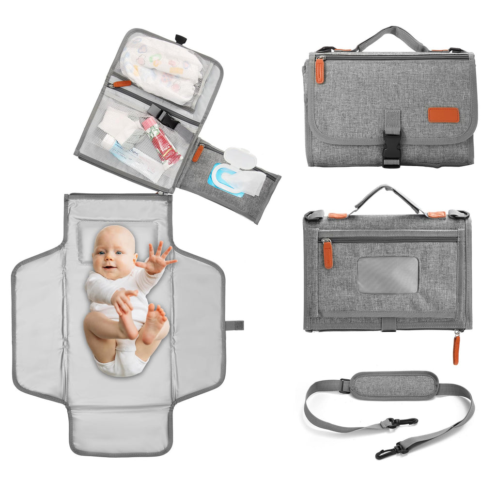 EXLIFBAG Portable Changing Pad Diaper Changing Pad for Newborn Girl & Boy Waterproof Travel Changing Mat with Shoulder Strap Baby Gift