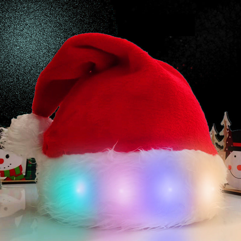 Chapeau de Noël lumineux à LED, en peluche, pour enfants et adultes, décorations de Noël