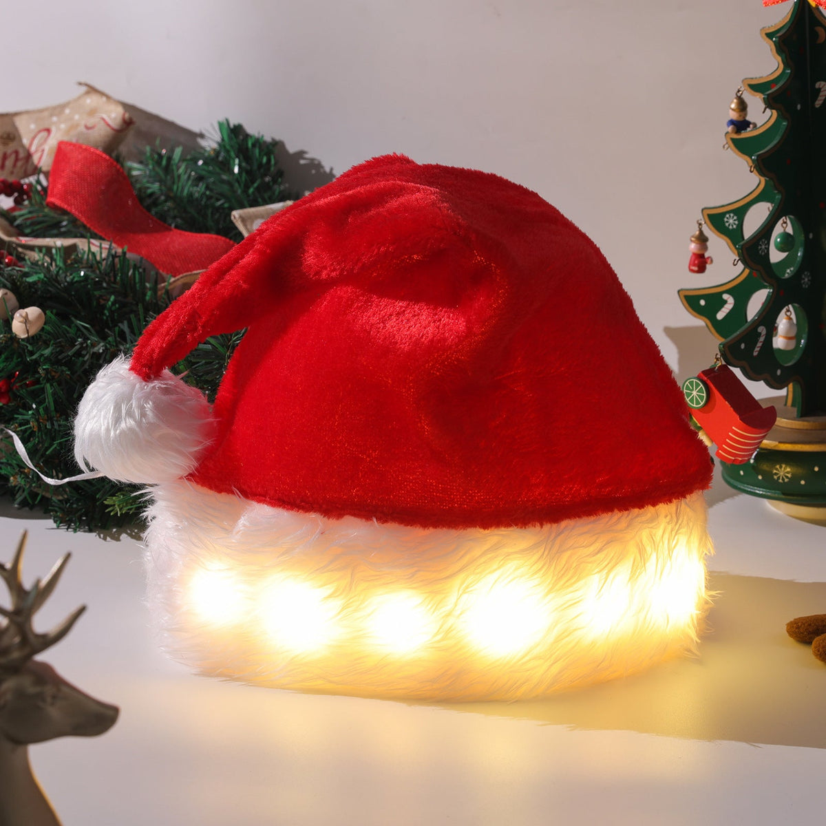 Chapeau de Noël lumineux à LED, en peluche, pour enfants et adultes, décorations de Noël