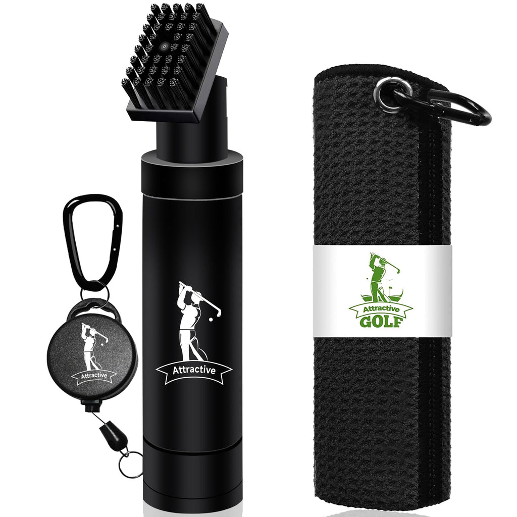 Golf Water Brush and Waffle Pattern Golf Towel. Golf Club Brush/Golf Accessories for Men/Golf Gifts