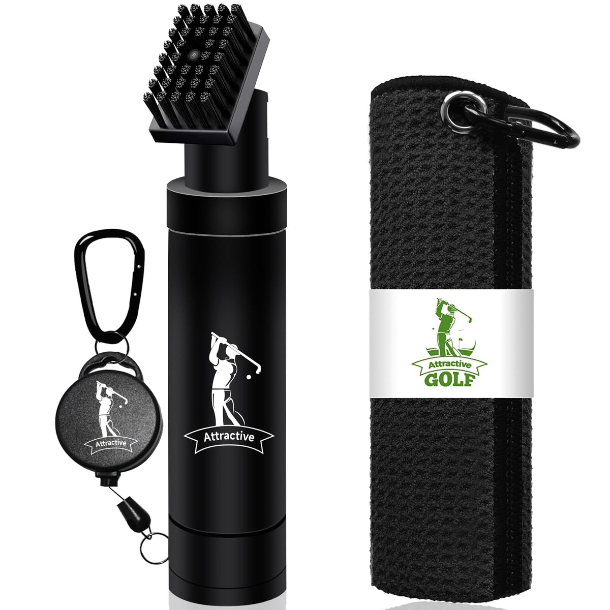 Golf Water Brush and Waffle Pattern Golf Towel. Golf Club Brush/Golf Accessories for Men/Golf Gifts